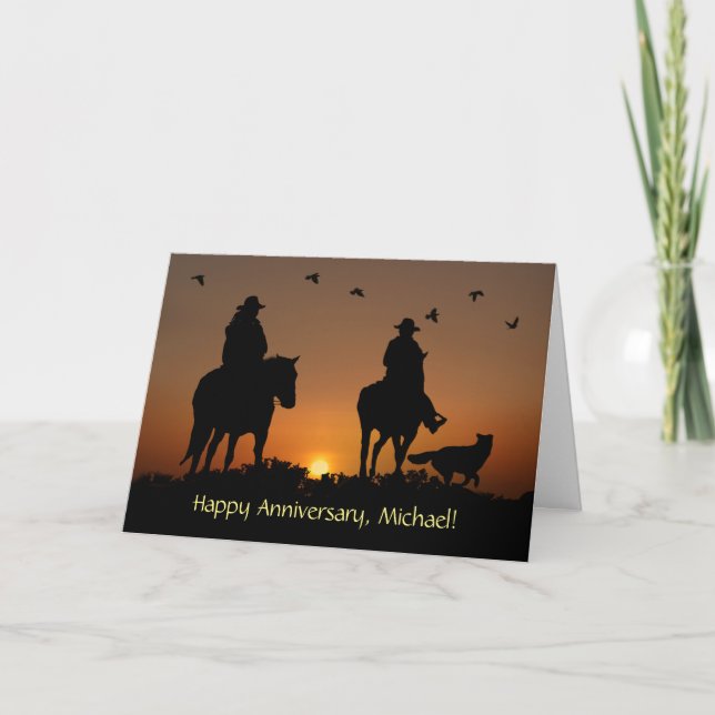 Jubiläum Individuelle Name Western Cowboy Karte (Vorderseite)
