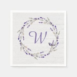 Jubiläum Lavender Wreath Monogram Serviette