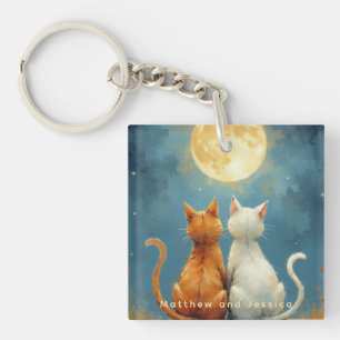 Jubiläum Liebe Katzen unter dem Mond auf schmerzli Schlüsselanhänger