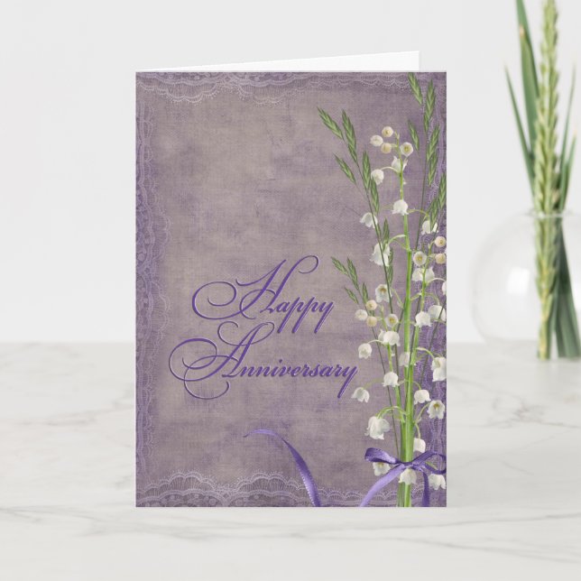 Jubiläum Lily of the Valley Bouquet Karte (Vorderseite)