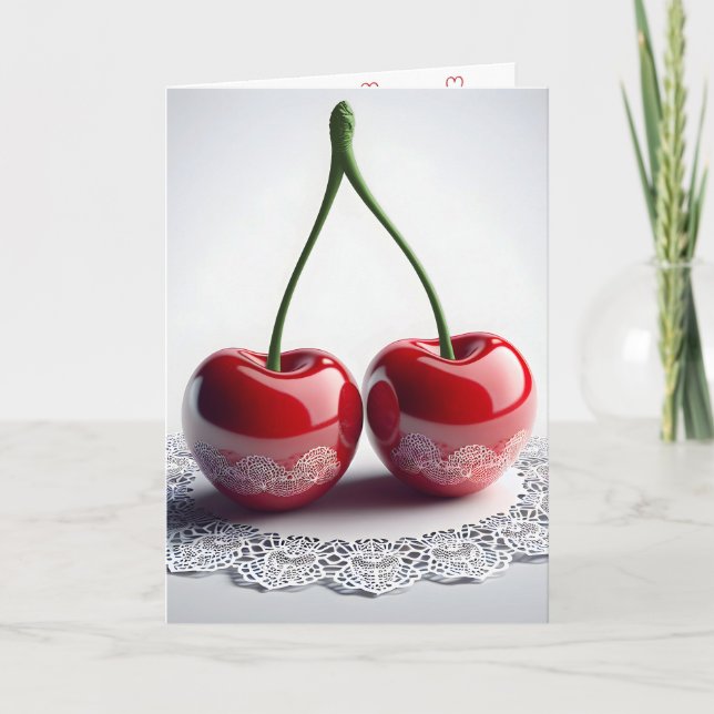 Jubiläum Maraschino Cherries an der Spitze Karte (Vorderseite)