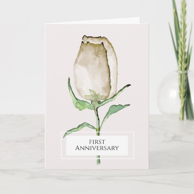 Jubiläum, modern, elegant, Rose, Karte (Vorderseite)