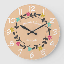 Jubiläum moderner Blumenkranz für Paare Große Wanduhr