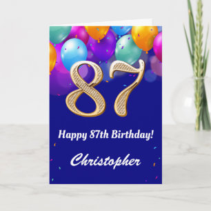 Jubiläum Navy Blue und Gold farbige Ballons Karte