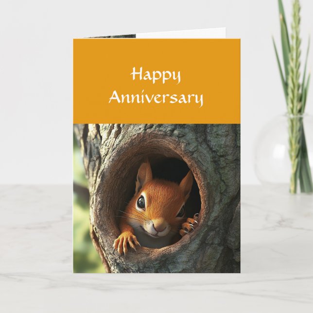 Jubiläum Niedlich Spaß am Eichhörnchen Karte (Vorderseite)