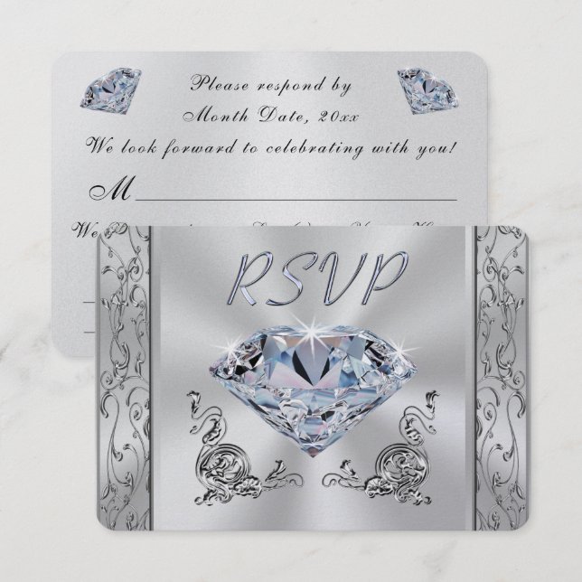Jubiläum- oder Hochzeitkarten mit Wahlmöglichkeit Einladung (Vorne/Hinten)