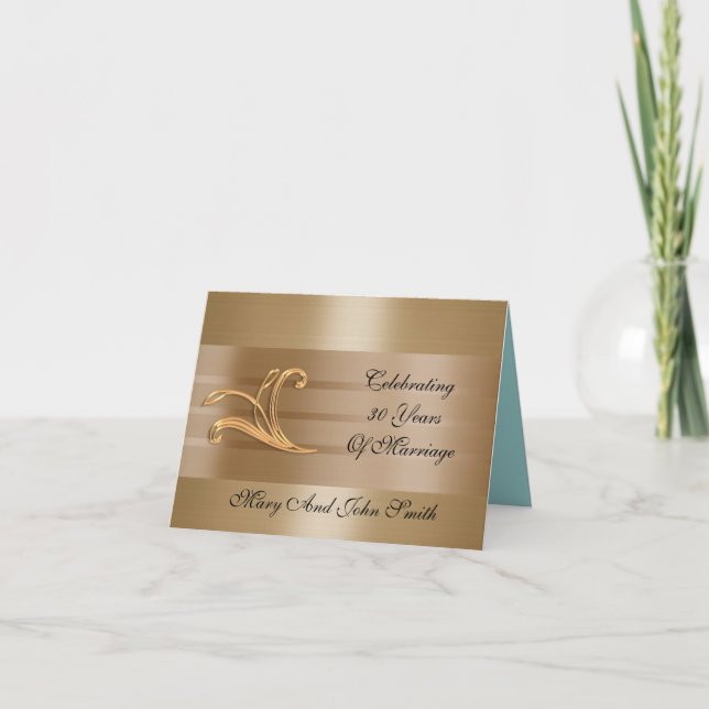Jubiläum Party Einladung Goldsatin-Karte (Vorderseite)