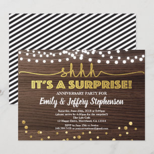 Jubiläum Party Einladung Holz & Gold