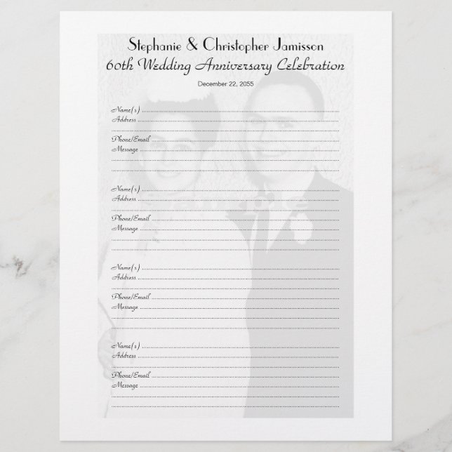 Jubiläum Party Guest Book Foto Anmeldeseite (Vorderseite)