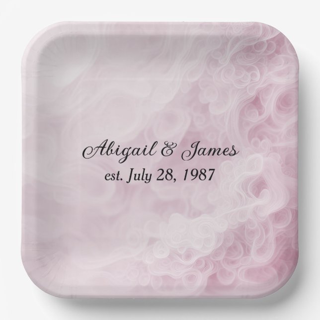 Jubiläum Party Rosa Swirl Abstrakt Pappteller (Vorderseite)