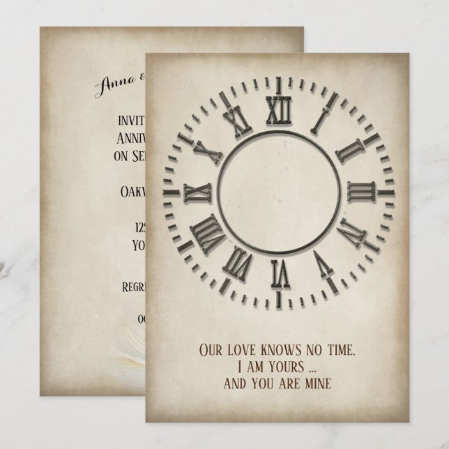 Jubiläum Partys Zeitlose Uhr Einladung (Vorne/Hinten)