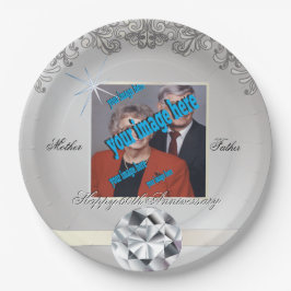 Jubiläum Personalisiert Diamond Monogram Pappteller
