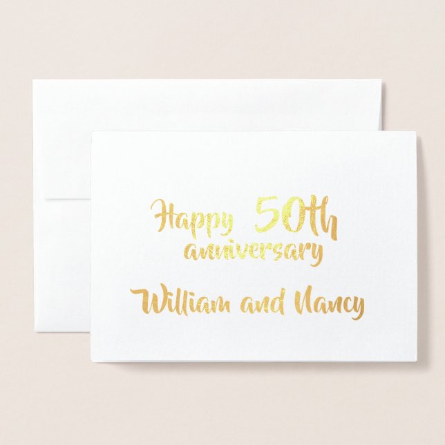 Jubiläum Personalisierten Jahre Hochzeit Gold Folienkarte (Vorderseite mit Umschlag)