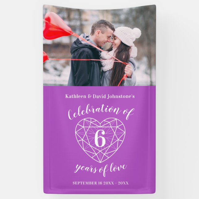 Jubiläum personalisiertes Foto lila Banner (Vertikal)