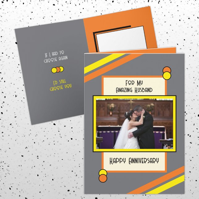 Jubiläum phantastischer Mann Grauorange Foto Karte (Von Creator hochgeladen)