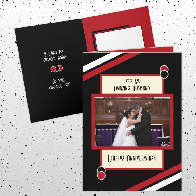 Jubiläum phantastischer Mann schwarz rotes Foto Karte (Von Creator hochgeladen)