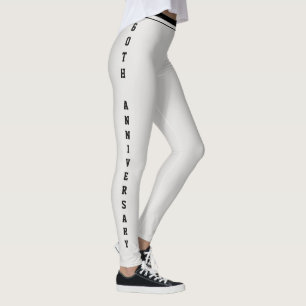 Jubiläum Platin Grau Schwarz Monogramm Maßanfertig Leggings
