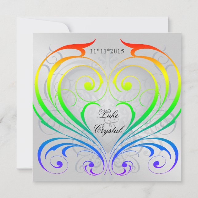Jubiläum-Regenbogen-Herz-Hochzeits-Einladung Einladung (Vorderseite)