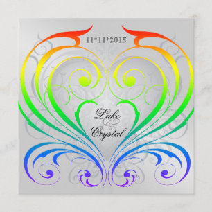 Jubiläum-Regenbogen-Herz-Hochzeits-Einladung Einladung