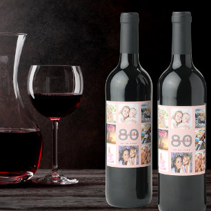 Jubiläum Rose Gold Foto Collage Weinetikett