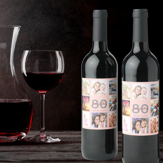 Jubiläum Rose Gold Foto Collage Weinetikett (Von Creator hochgeladen)
