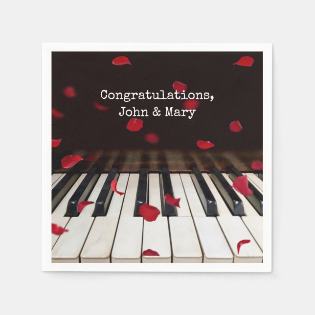 Jubiläum Rose Petals on Piano Keys Serviette (Vorderseite)