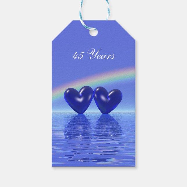 Jubiläum Sapphire Hearts Geschenkanhänger (Vorderseite)