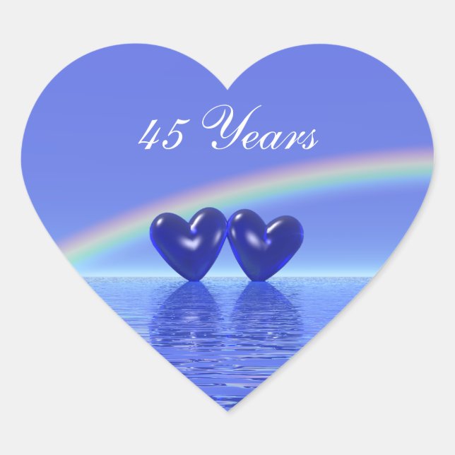 Jubiläum Sapphire Hearts Herz-Aufkleber (Vorderseite)