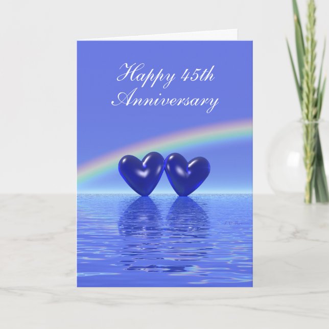 Jubiläum Sapphire Hearts (Tall) Karte (Vorderseite)
