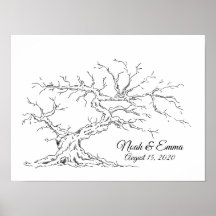 Jubiläum Sketched Fingerprint Tree Poster