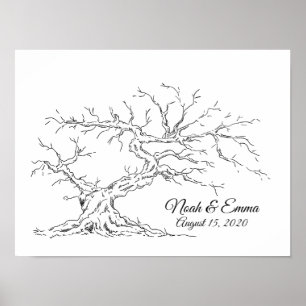 Jubiläum Sketched Fingerprint Tree Poster