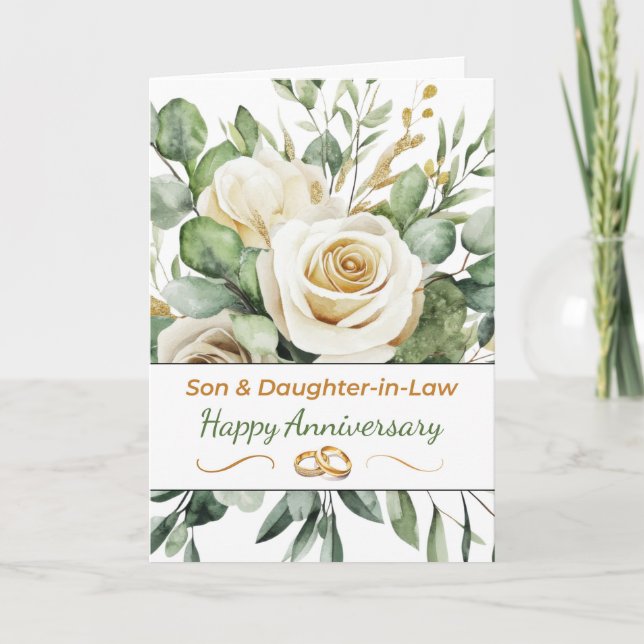Jubiläum Sohn und Tochter Elegante Rose Karte (Vorderseite)