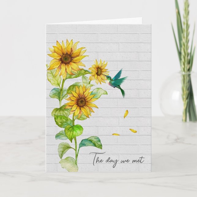 Jubiläum Sonnenblumen und Hummingbird Karte (Vorderseite)