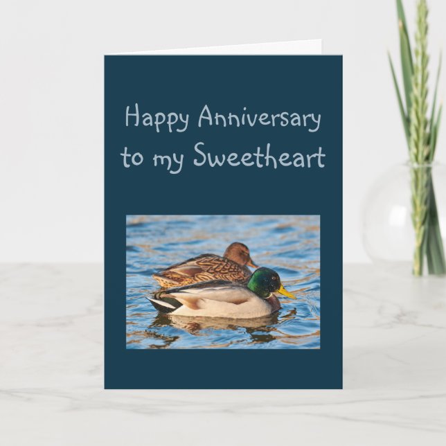 Jubiläum Sweetheart Ducks Water Bird Karte (Vorderseite)