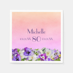 Jubiläum violette Stiefmütterchen Blume rosa Pfirs Serviette