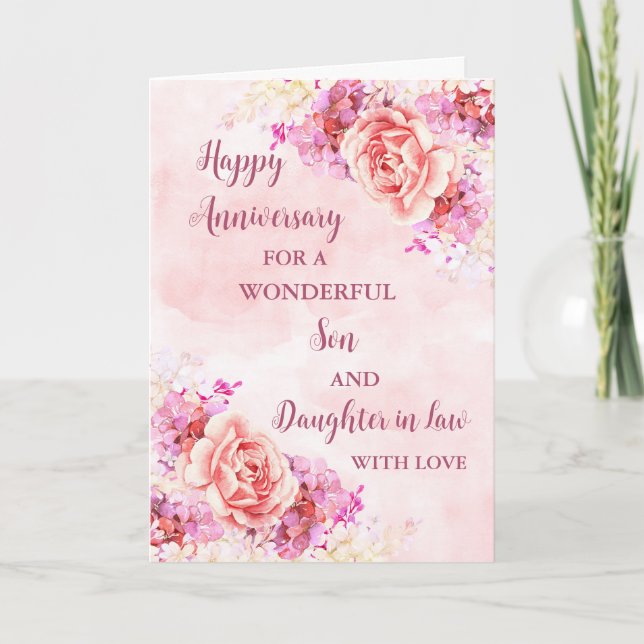 Jubiläum von Floral Son & Tochter Karte (Vorderseite)