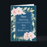 Jubiläum von Floral und Brother Karte<br><div class="desc">Glückliche Hochzeitskarte für Schwestern und Schwestern im Jurastudium mit schönen Vintagen rosa Aquarellfarben-Blume und sentimentalem Vers.</div>