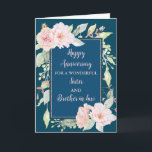 Jubiläum von Floral und Brother Karte<br><div class="desc">Glückliche Hochzeitskarte für Schwestern und Schwestern im Jurastudium mit schönen Vintagen rosa Aquarellfarben-Blume und sentimentalem Vers.</div>