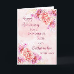 Jubiläum von Floral und Brother Karte<br><div class="desc">Glückliche Hochzeitskarte für Juristen und Juroren mit wunderschönen Aquarellfarben-Vintagen Blume und sentimentalem Vers.</div>