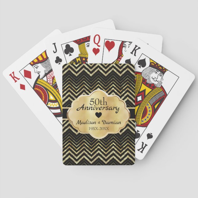 Jubiläum von Gold Zickzack und Diamanten Spielkarten (Rückseite)
