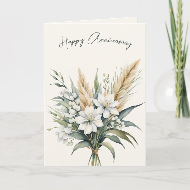 Jubiläum Wasserfarbe Blumen Bouquet Karte (Vorderseite)