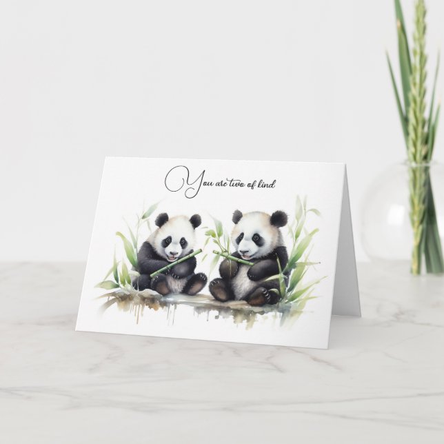 Jubiläum Watercolor Panda Bears Karte (Vorderseite)