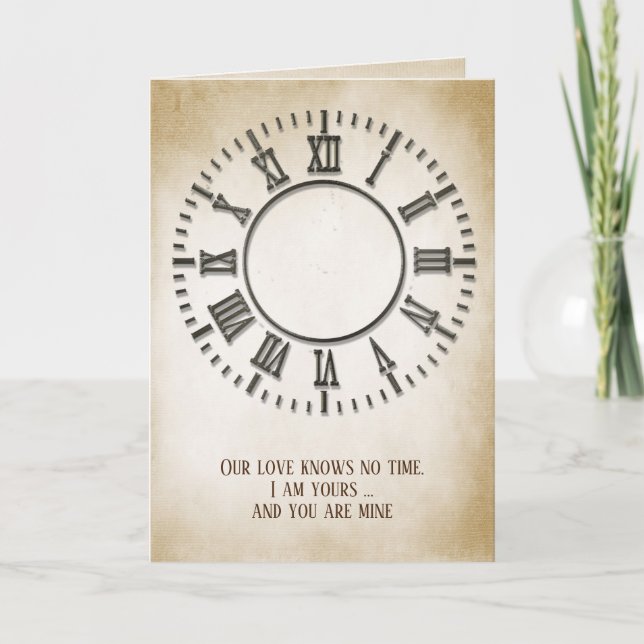 Jubiläum Zeitlose Uhr in Sepia Karte (Vorderseite)