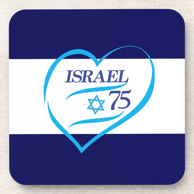 Jubiläum zum Tag der Unabhängigkeit Israels 75 Getränkeuntersetzer (Vorderseite)