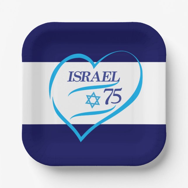 Jubiläum zum Tag der Unabhängigkeit Israels 75 Pappteller (Vorderseite)