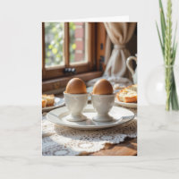 Jubiläums-Frühstücks-Braune Eier in Eierbechern