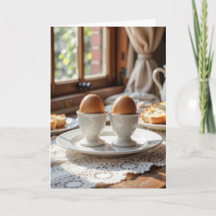 Jubiläums-Frühstücks-Braune Eier in Eierbechern Karte