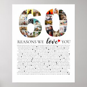 Jubiläums-Geburtstag 60 Gründe warum wir dich lieb Poster