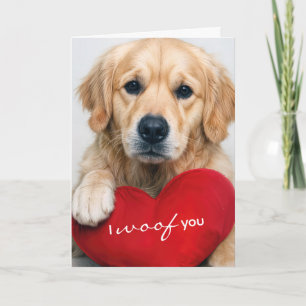 Jubiläums Golden Retriever Mit Rotem Herz Kissen Karte