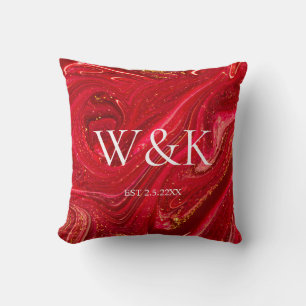Jubiläums-Hochzeitspaar-Monogramm-Initialen Kissen